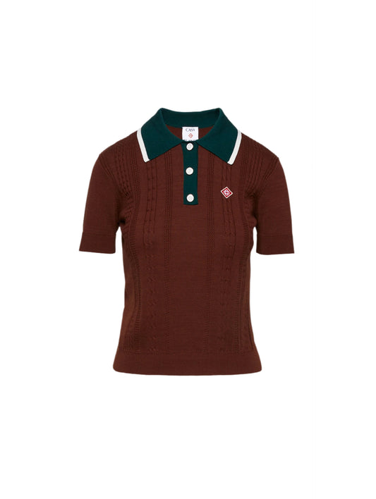 Casablanca Cable Knit Polo Top