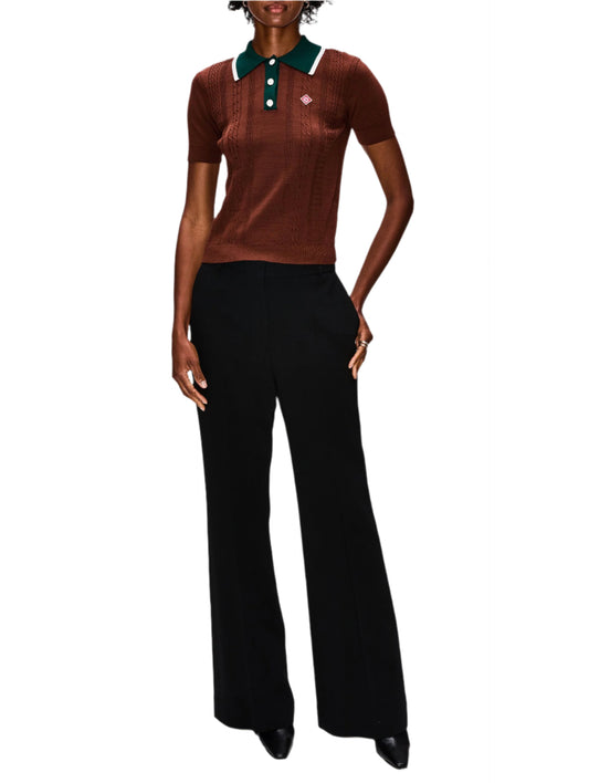 Casablanca Cable Knit Polo Top