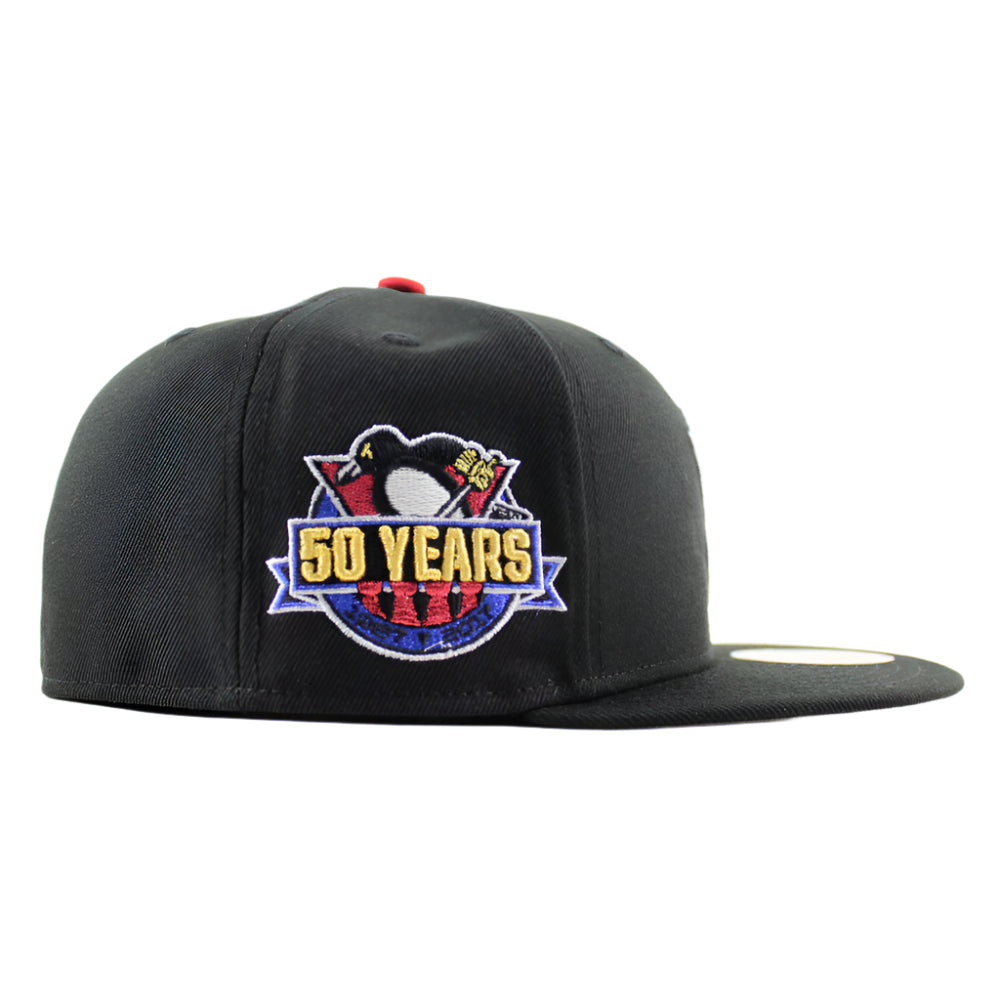 Pittsburgh Penguins 50 Years New Era 59Fifty Fitted Hat (Black Gray Under brim)