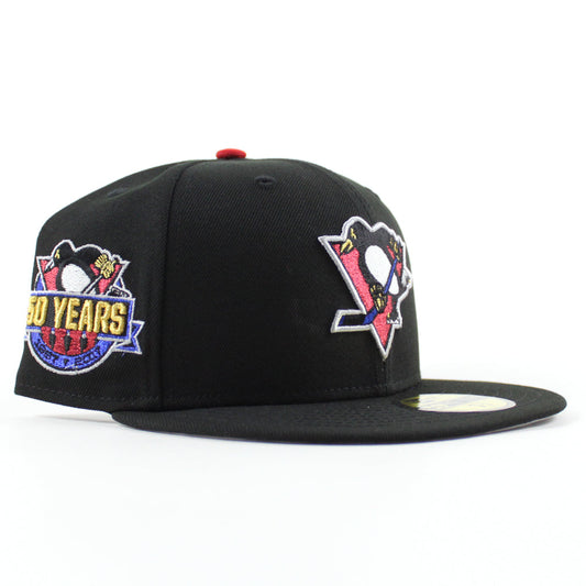 Pittsburgh Penguins 50 Years New Era 59Fifty Fitted Hat (Black Gray Under brim)