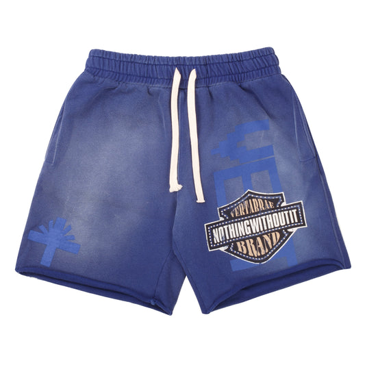 Vertabrae Harley Double Emblem Shorts Blue